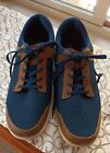 Orthofeet Mens Navy/Tan Tie Knit & Leather Casual Shoes 13 (2E) X-Wide Excellent