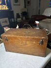 Vintage wooden handmade tool box With Tray With Handles Metal Hinges