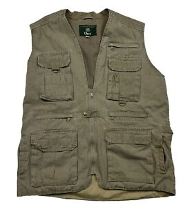 Vintage Orvis Mens Size L Hunting Fishing Safari Khaki Vest at least 15 pockets