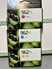 GENUINE 3 PACK HP 962XL 3 COLOR INK   Cyan Magenta Yellow Sealed Exp: 2024/2025