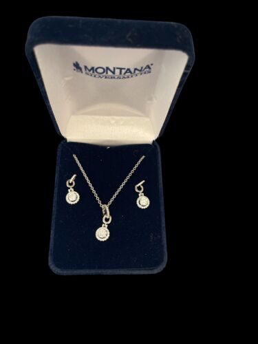 Montana Silversmiths Silver Rhinestone Jewelry Set W/Box ECU !