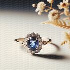 Vintage Genuine Blue sapphire Diamonds ring 14k gold Blue sapphire wedding