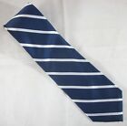 Navy Blue & Silver Striped Silk Kids Neck Tie 48