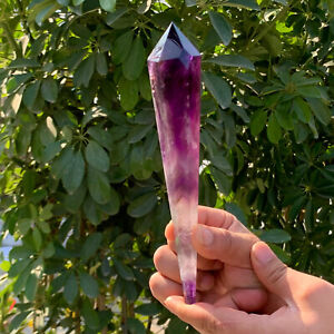 229G Natural Amethyst Quartz Crystal Single-End Terminated Wand Point Healing