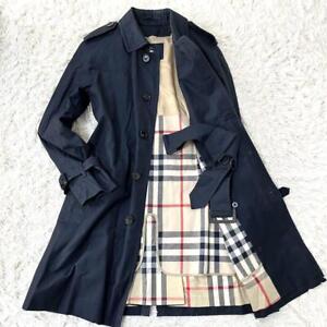 Authentic Burberry London trench coat with liner navy blue M cotton nova check