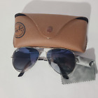 Ray-Ban Aviator Blue Lens/Silver Frame Men's Sunglasses w/ Case