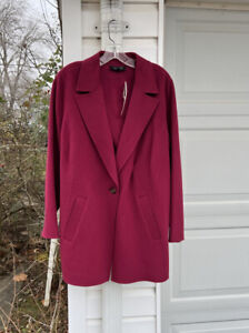 NWT Talbots Beautiful & Soft Berry Wool Double Faced Flannel Coat 22W 3X