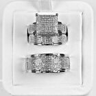 10k White Gold Over Lab Created Diamond Wedding Trio His And Her Bridal Ring Set