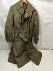 Vintage US Army Military Trench Coat Wool Removable Liner Overcoat Mens Medium