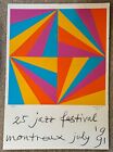 Colorful Vintage 90s Montreux Jazz Festival Silkscreen Poster Max Bill As-Is