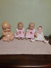Lot 4 Small Vintage Dolls Composition Plastic Powder Container