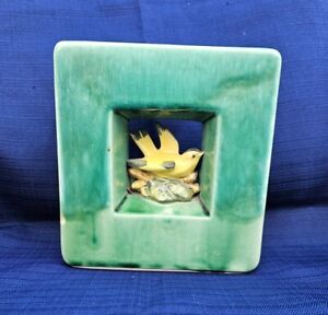 McCoy USA Rectangle Arcature Green Double sided Bird Vase - Excellent Condition