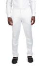 Slim Fit Mens Dress Pants Solid White Linen Flat Front Fitted Slacks AZAR MAN
