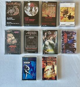 10 1st Press Metal Cassette Lot Slayer Anthrax Mercyful Fate Guns Roses Flotsam