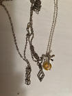 vintage estate lot of three  chain necklace, rhinestone , peach ?