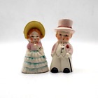 Vintage Fancy Woman & Man Couple Ceramic Salt and Pepper Shakers Japan