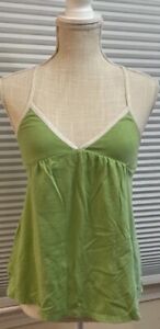HOLLISTER Kelly Green Cream Y2K Racerback Tank Top Baby Doll Camisole Cami XS