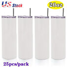 25pcs 20oz Straight Sublimation Blank Skinny Tumblers Stainless Steel Insulated