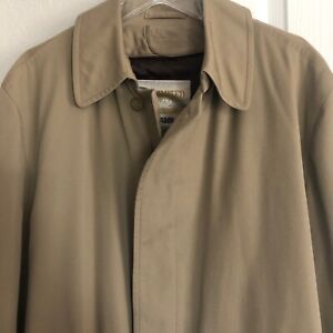 40R Vtg London Fog Khaki Single-Breasted Raincoat Trench Coat w/ Fleece Liner M