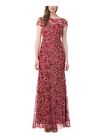 JS COLLECTION Womens Short Sleeve Boat Neck Full-Length Evening Gown Dress
