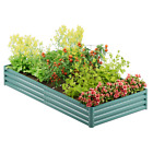 8X4X1ft Galvanized Raised Garden Bed Outdoor Metal Planter Box Flower Vegetable