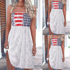 Women USA American Flag Print Sleeveless Party Dress Holiday Sundress July 4ths