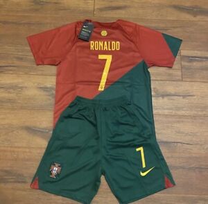 Portugal Ronaldo Youth Kids Jersey Shorts Set Home