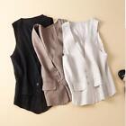 Womens Casual Cotton Linen Vest Waistcoat Sleeveless Jackets Coats Comfort M-XXL