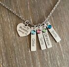 Mommy Necklace  personalized engraved kids names birthstones custom Mother Gift