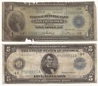 1918 $1 San Francisco & 1914 $5 Atlanta Federal Reserve Note 2 PC LOT! 719A-QCCM