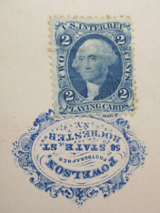 1862-71 Blue WASHINGTON Revenue Tax 2c STAMP Playing Cards NO WRITING CDV Photo