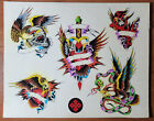 1970s 80s ORIGINAL HAND DRAWN, COLORED, Vintage Traditional Tattoo Flash Sheet 2