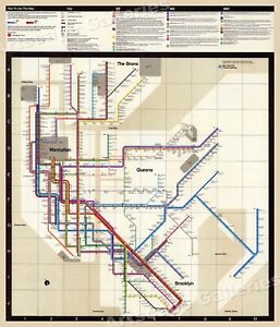 1972 Massimo Vignelli New York Subway Map - 24x28