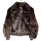 Vintage Fur Couture Women's Full Zip Fur Jacket Quilt Lined Medium Brown