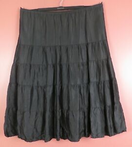 SK17846- Defected LANE BRYANT Women Rayon Maxi Flare Skirt Glossy Black 18/20