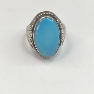 Vintage Southwestern Old Pawn Sterling Turquoise Ring SZ 10