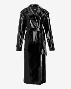 EXPRESS Patent Leather Trench Coat Women Belted Lined Size S
