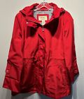 Fog By London Fog Womens Red Trench Coat Adjustable Sleeves Removable Hood Sz M