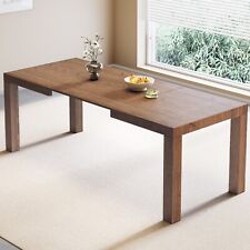 GUYII Brown Large Extendable Dining Table for 6 People Console Table Living Room