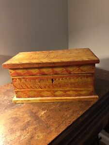 Vintage Large Handmade Wooden Box with Hinged Lid 12” X 6.5” X 6”