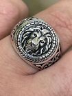 Real 925 Sterling Silver Mens Plain Lion Ring Leo Head Size 7 8 9 10 11 12 13