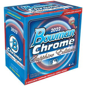 (1) 2022 BOWMAN CHROME BASEBALL SAPPHIRE EDITION HOBBY BOX BRAND NEW SEALED QTY