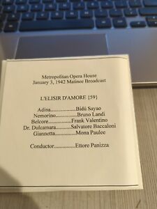 LIve Recorded Opera CD -1601 D'Amore 1942 Sayao Landi Valentino Baccaloni Paulee