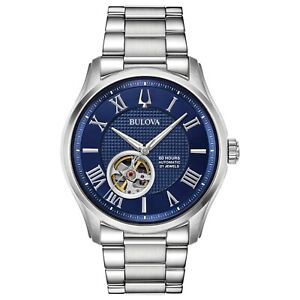 Bulova Automatic Open Aperture Blue Dial Stainless Steel Men's 42mm Watch 96A218