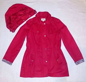 Monsoon Ladies Red Mac Trench Coat - Removable Hood - UK 10 Womens Vintage Retro