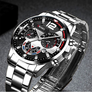 Men New Quartz Watch Stainless Steel Analog Watch Gift For Man Casual Work