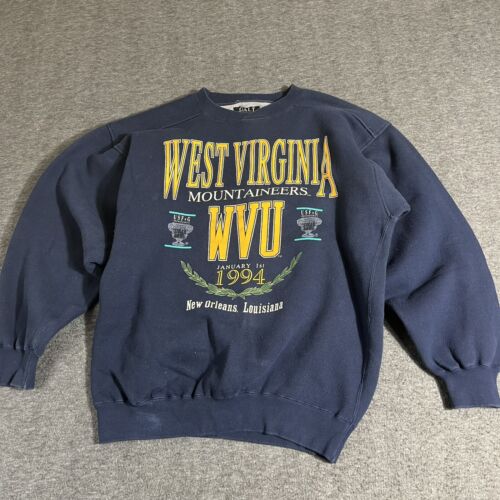 Vintage West Virginia Mountaineers Sweatshirt Men Large Crew Neck 90s WVU USA *
