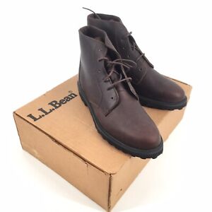 New LL Bean Leather Chukka Ankle Boots Size 8 N Womens Dark Brown Low Booties