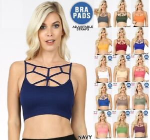 PADDED Cage Bralette Sports Bra Crop Top Strappy Criss Cross Workout Yoga