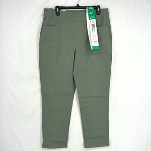 Gloria Vanderbilt Women Size 12 Pull-On Crop Pants Olive Green Stretch Slimming